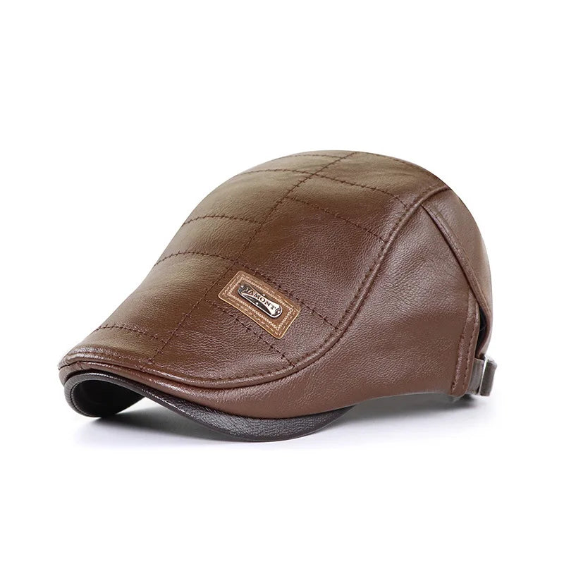 Boina Masculina de Couro Marcanzzi Vintage MZ268 com design clássico italiano, couro premium e conforto prolongado em cores versáteis e elegantes.