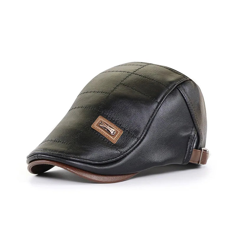 Boina Masculina de Couro Marcanzzi Vintage MZ268 com design clássico italiano, couro premium e conforto prolongado em cores versáteis e elegantes.