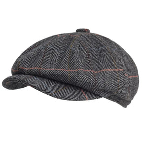 Boina Masculina de Lã Classic Marcanzzi MZ272 em lã e poliéster, estilo britânico, ajuste confortável e cores cinza, azul e marrom.