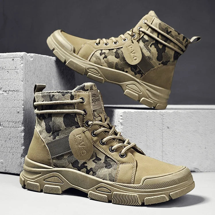 Bota Masculina Camuflada Speed Marcanzzi MZ286: couro legítimo, solado antiderrapante, conforto e elegância para eventos formais e uso diário.
