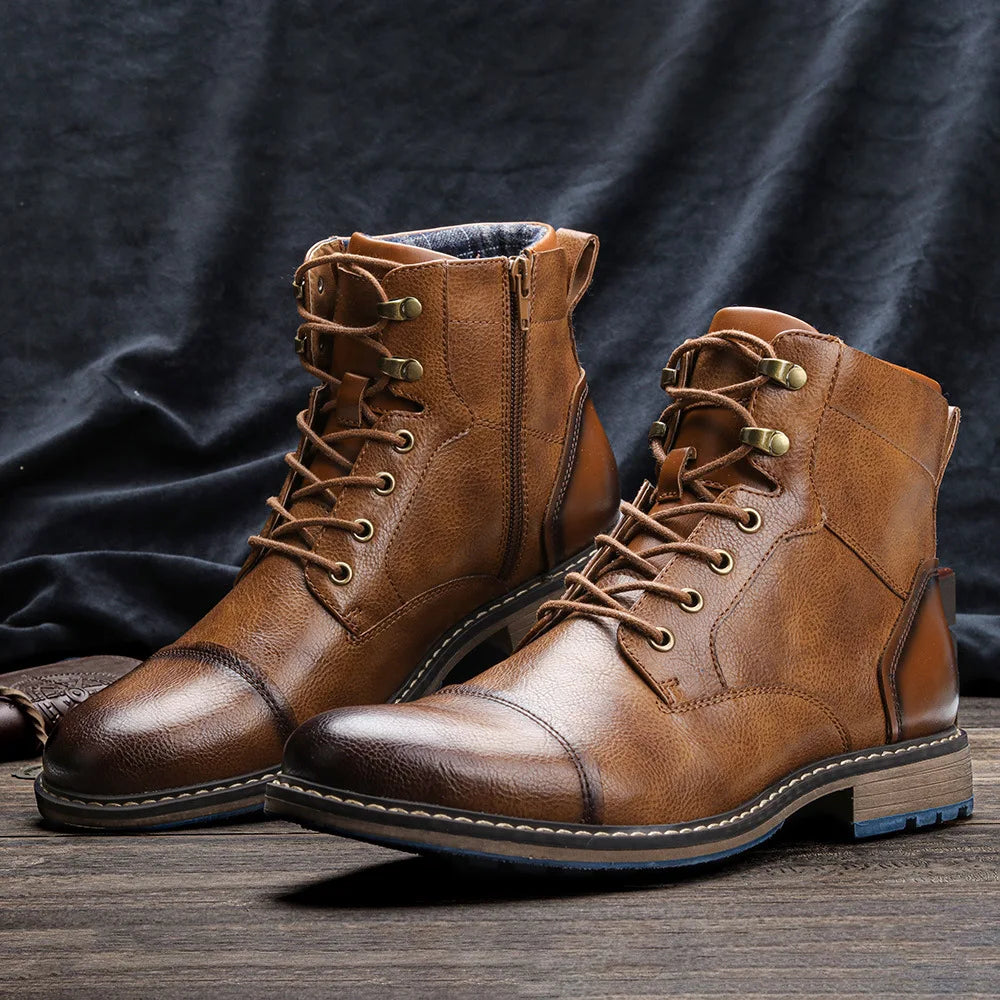 Bota Masculina de Couro Marcanzzi MZ284: durável, estilosa e confortável. Couro premium, solado emborrachado, design moderno. Ideal para uso urbano e aventuras.