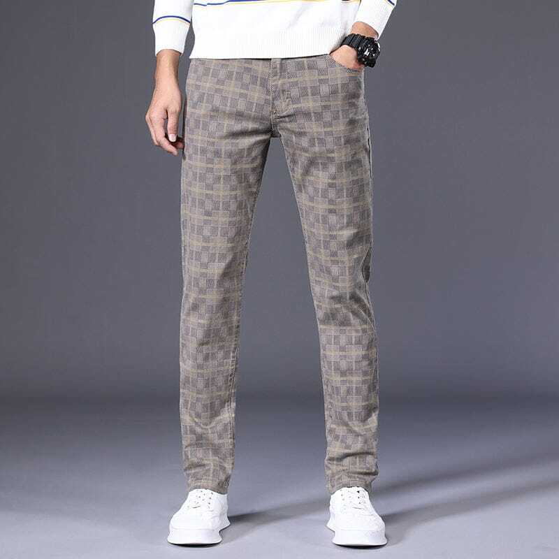 Calça Casual Masculina Xadrez Marcanzzi MZ010: conforto, durabilidade, 4 bolsos, cores neutras, ajuste perfeito. Versátil para looks casuais e sociais.