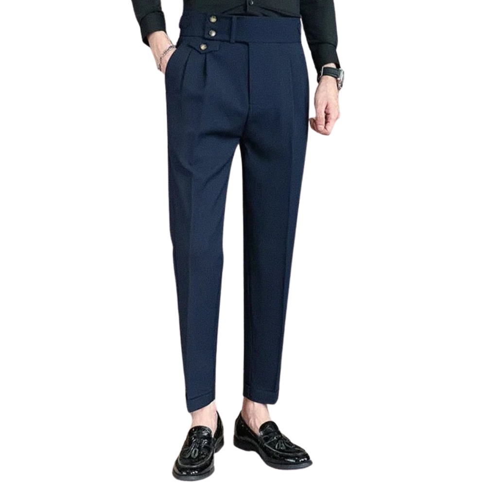 Calça de Alfaiataria Masculina Marcanzzi MZ253 confeccionada em materiais de alta qualidade, com corte clássico, caimento impecável e estilo refinado.