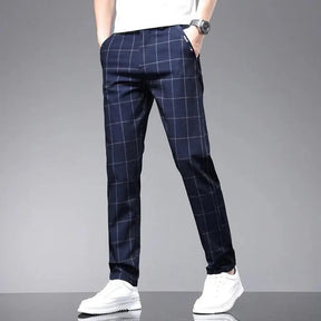 Calça Social Xadrez Masculina Marcanzzi MZ006: elegância e conforto com spandex e algodão. Ideal para eventos casuais e formais.