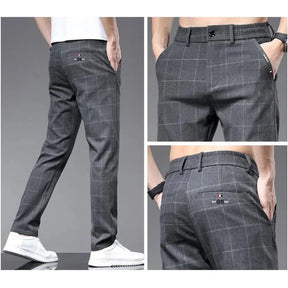 Calça Social Xadrez Masculina Marcanzzi MZ006: elegância e conforto com spandex e algodão. Ideal para eventos casuais e formais.