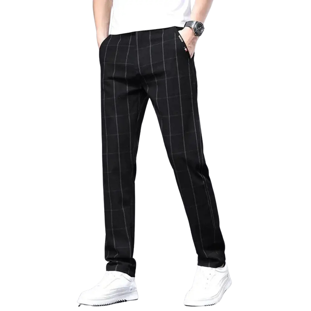 Calça Social Xadrez Masculina Marcanzzi MZ006: elegância e conforto com spandex e algodão. Ideal para eventos casuais e formais.
