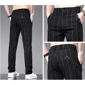 Calça Social Xadrez Masculina Marcanzzi MZ006: elegância e conforto com spandex e algodão. Ideal para eventos casuais e formais.