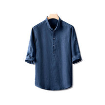 Camisa de Linho Marcanzzi Abravanel MZ563 feita em linho de alta qualidade, leve, fresca e elegante, perfeita para dias quentes com estilo.