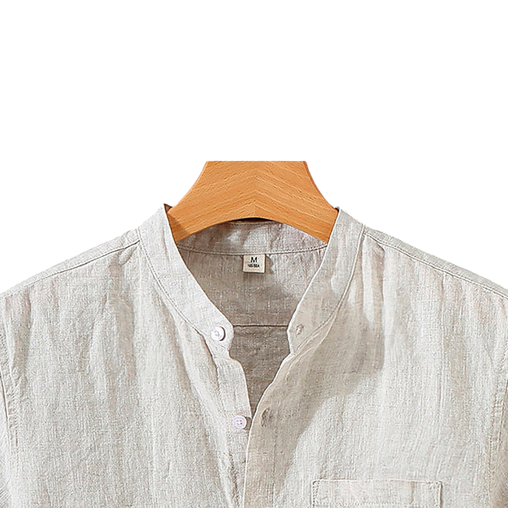 Camisa de Linho Marcanzzi Provence MZ565 confeccionada em linho premium, com toque suave e design elegante inspirado no estilo mediterrâneo.