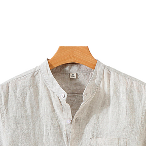 Camisa de Linho Marcanzzi Provence MZ565 confeccionada em linho premium, com toque suave e design elegante inspirado no estilo mediterrâneo.