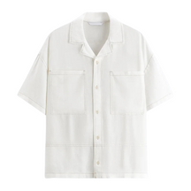 Camisa de Linho Masculina com Contraste Marcanzzi MZ791 confeccionada em linho premium, respirável e elegante, com caimento moderno e secagem rápida.