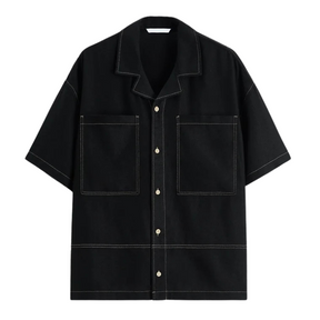 Camisa de Linho Masculina com Contraste Marcanzzi MZ791 confeccionada em linho premium, respirável e elegante, com caimento moderno e secagem rápida.