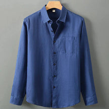 Camisa de Linho Masculina Marcanzzi MZ792 confeccionada em linho de alta qualidade, leve e elegante, com caimento refinado e estilo clássico para ocasiões.
