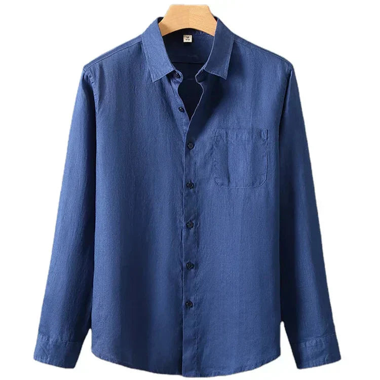 Camisa de Linho Masculina Marcanzzi MZ792 confeccionada em linho de alta qualidade, leve e elegante, com caimento refinado e estilo clássico para ocasiões.