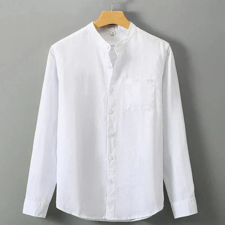 Camisa de Linho Masculina Marcanzzi MZ792 confeccionada em linho de alta qualidade, leve e elegante, com caimento refinado e estilo clássico para ocasiões.
