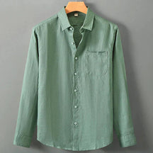 Camisa de Linho Masculina Marcanzzi MZ792 confeccionada em linho de alta qualidade, leve e elegante, com caimento refinado e estilo clássico para ocasiões.