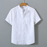 Camisa de Linho Masculina Marcanzzi Premium MZ795 confeccionada em linho nobre, respirável e sofisticada, com caimento clássico e elegante para eventos.