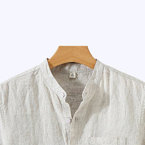 Camisa de Linho Masculina Marcanzzi Premium MZ795 confeccionada em linho nobre, respirável e sofisticada, com caimento clássico e elegante para eventos.