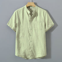 Camisa de Linho Masculina Marcanzzi Premium MZ795 confeccionada em linho nobre, respirável e sofisticada, com caimento clássico e elegante para eventos.