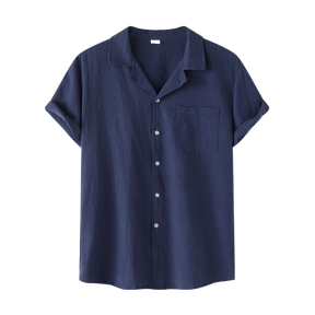 Camisa Manga Curta Marcanzzi Ibéria MZ578 com gola aberta e bolso frontal. Tecido leve e respirável para estilo casual e sofisticado no dia a dia.