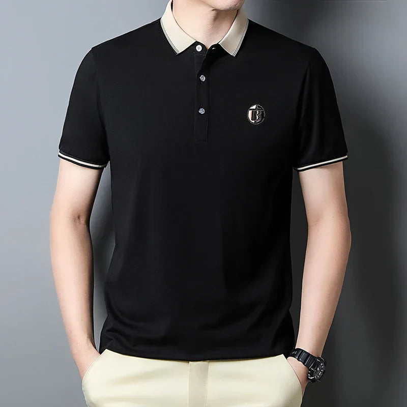 Camisa Polo Masculina Marcanzzi Paris MZ082 com tecido de algodão e poliéster, design clássico e conforto ideal para diversas ocasiões.
