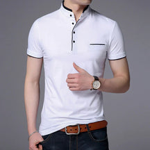 Camisa Polo Masculina Romenzi Beyond RZ079, confeccionada em algodão e poliéster, com toque suave e design versátil para diferentes ocasiões.