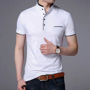 Camisa Polo Masculina Romenzi Beyond RZ079, confeccionada em algodão e poliéster, com toque suave e design versátil para diferentes ocasiões.