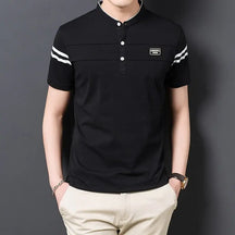 Camisa Polo Masculina Romenzi Elite RZ080, confeccionada em algodão e poliéster, com design versátil, ideal para o dia a dia e ocasiões elegantes.