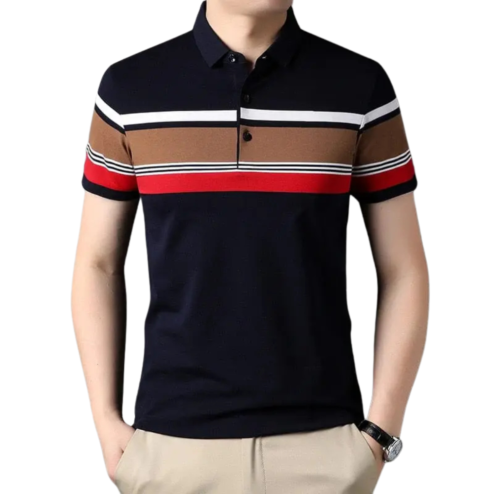 Camisa Polo Masculina Romenzi Prestige RZ081, feita em algodão e poliéster, com design clássico e respirável, ideal para várias ocasiões.