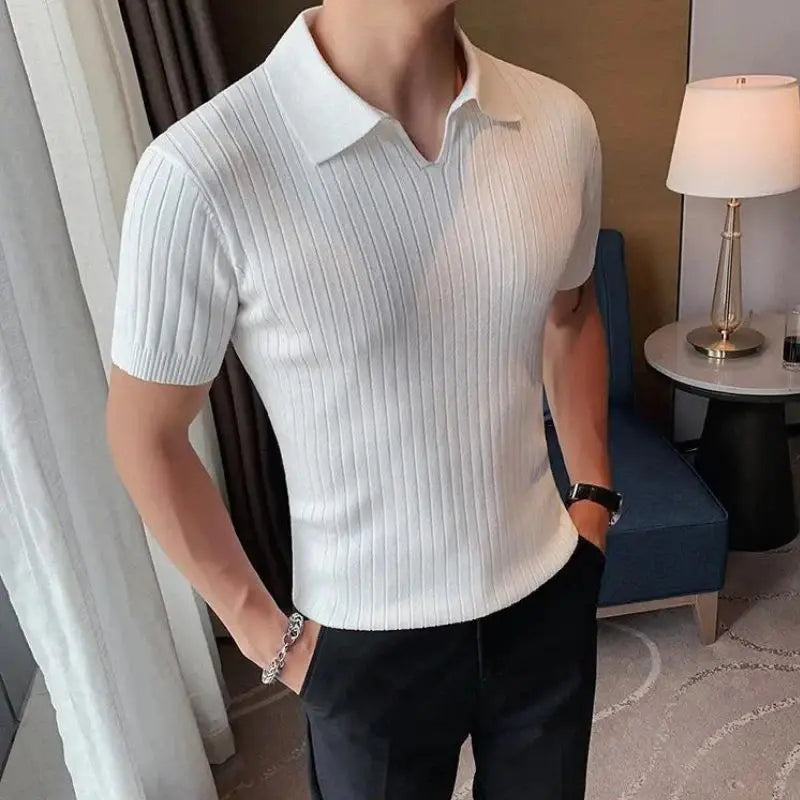 Camisa Polo Vintage Slim Marcanzzi MZ012, algodão e poliéster, toque suave, respirável, elegante e versátil, ideal para visuais casuais ou sofisticados.