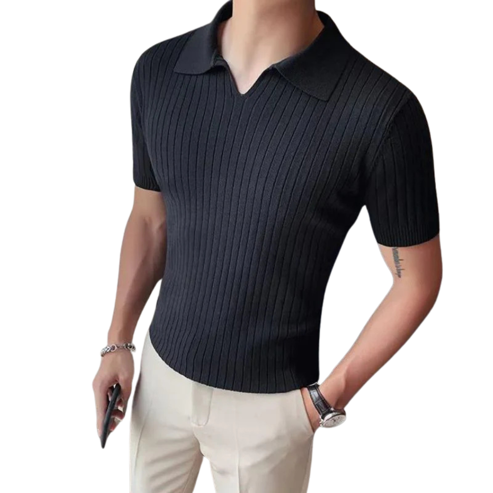 Camisa Polo Vintage Slim Marcanzzi MZ012, algodão e poliéster, toque suave, respirável, elegante e versátil, ideal para visuais casuais ou sofisticados.