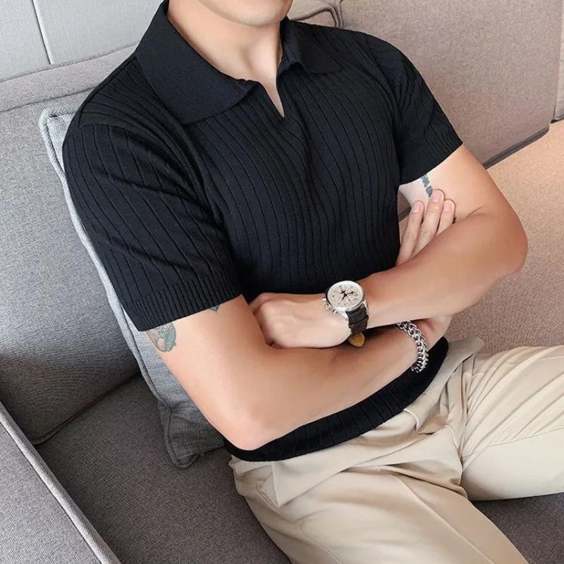 Camisa Polo Vintage Slim Marcanzzi MZ012, algodão e poliéster, toque suave, respirável, elegante e versátil, ideal para visuais casuais ou sofisticados.