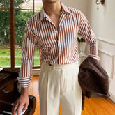 Camisa Social Masculina Listrada Marcanzzi MZ087, slim fit, em algodão premium, elegante e confortável, ideal para ambientes profissionais e eventos sociais.