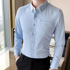 Camisa Social Masculina Marcanzzi MZ017: elegância e conforto com modelagem slim fit. Tecido premium de algodão e poliéster para leveza e durabilidade.