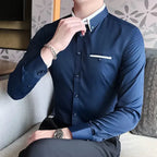 Camisa Social Masculina Marcanzzi MZ017: elegância e conforto com modelagem slim fit. Tecido premium de algodão e poliéster para leveza e durabilidade.