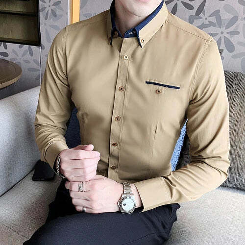 Camisa Social Masculina Marcanzzi MZ017: elegância e conforto com modelagem slim fit. Tecido premium de algodão e poliéster para leveza e durabilidade.