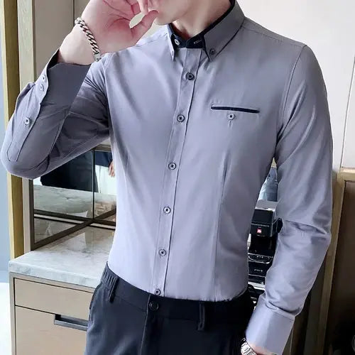 Camisa Social Masculina Marcanzzi MZ017: elegância e conforto com modelagem slim fit. Tecido premium de algodão e poliéster para leveza e durabilidade.