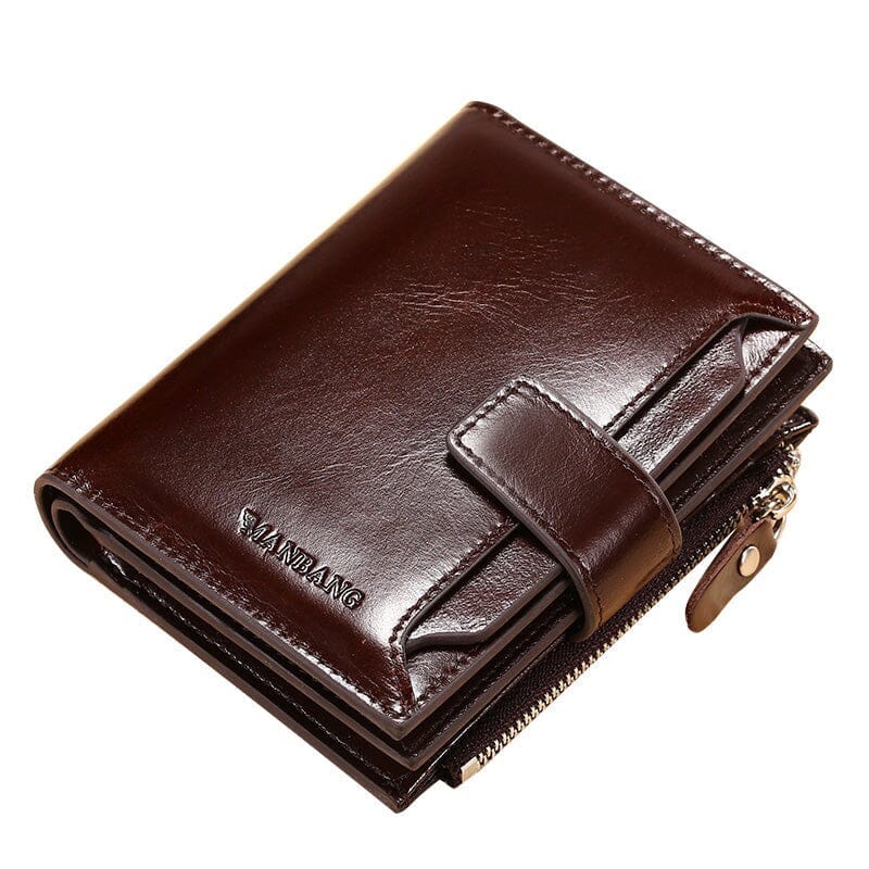 Carteira Masculina de Couro Manbag Marcanzzi RZ478 feita em couro premium com zíper, bolsos internos e acabamento sofisticado para organização prática.