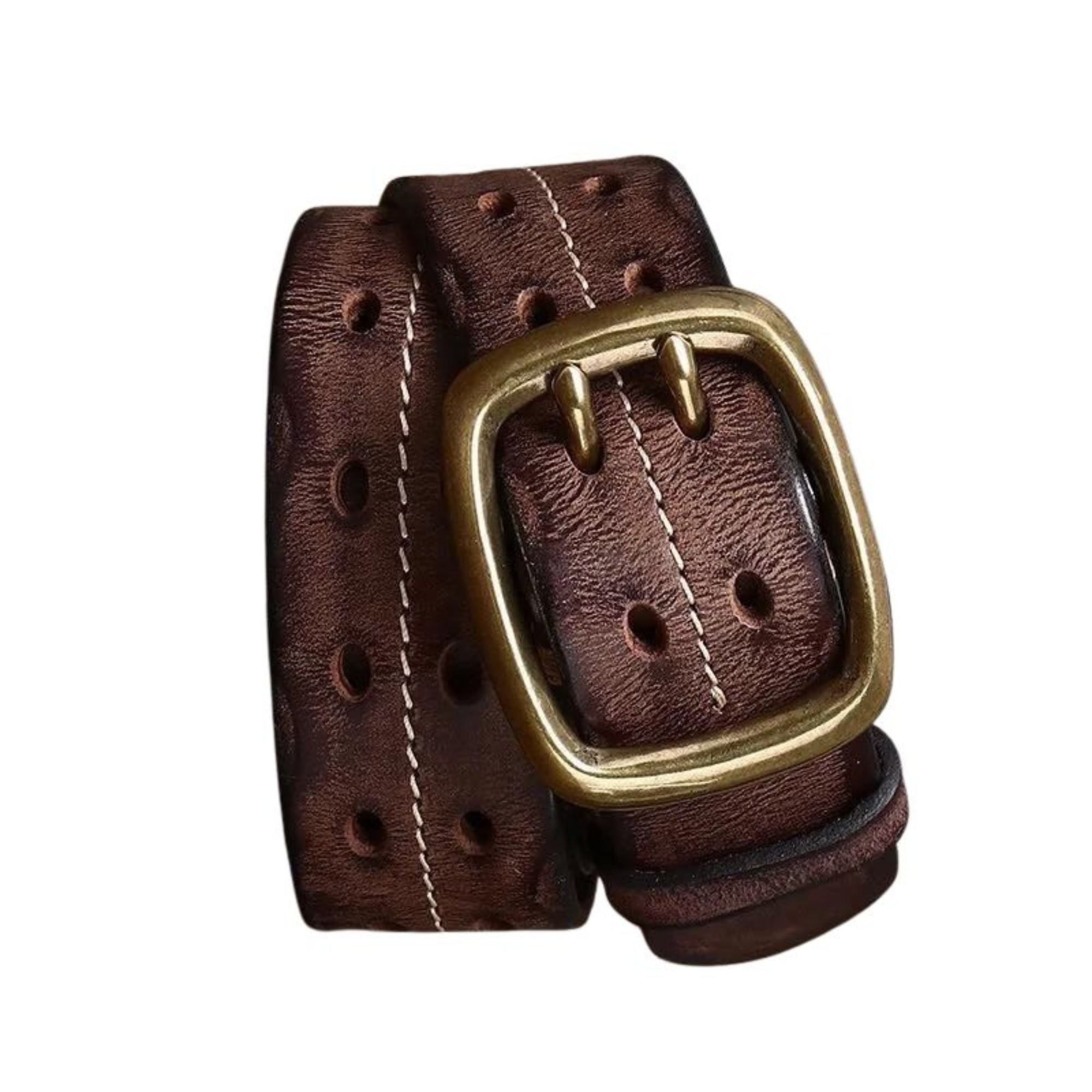 Cinto Masculino de Couro Artesanal Marcanzzi MZ458: elegância e durabilidade. Feito à mão, ideal para looks formais e casuais. Qualidade e estilo garantidos.