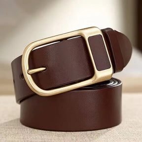 Cinto Masculino de Couro Marcanzzi Argos MZ469 em couro legítimo com design robusto e fivela metálica para estilo e personalidade marcante.