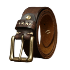 Cinto Masculino de Couro Marcanzzi MZ467: sofisticação e resistência com design vintage, fivela robusta, ideal para looks sociais e casuais.