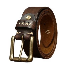 Cinto Masculino de Couro Marcanzzi MZ467: sofisticação e resistência com design vintage, fivela robusta, ideal para looks sociais e casuais.