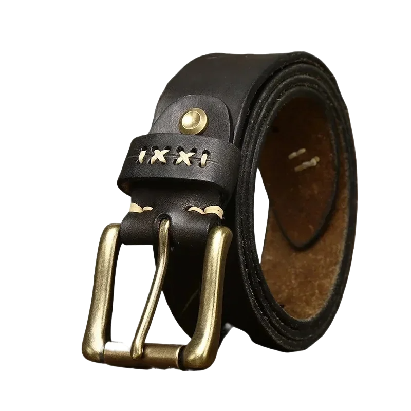 Cinto Masculino de Couro Marcanzzi MZ467: sofisticação e resistência com design vintage, fivela robusta, ideal para looks sociais e casuais.