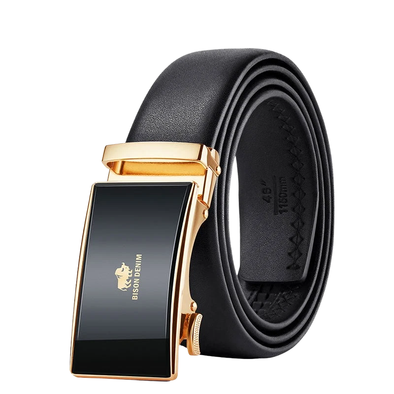 Cinto Masculino de Couro Romenzi Bison RZ476 com fivela estilo bison e acabamento refinado, acessório elegante para diversas ocasiões