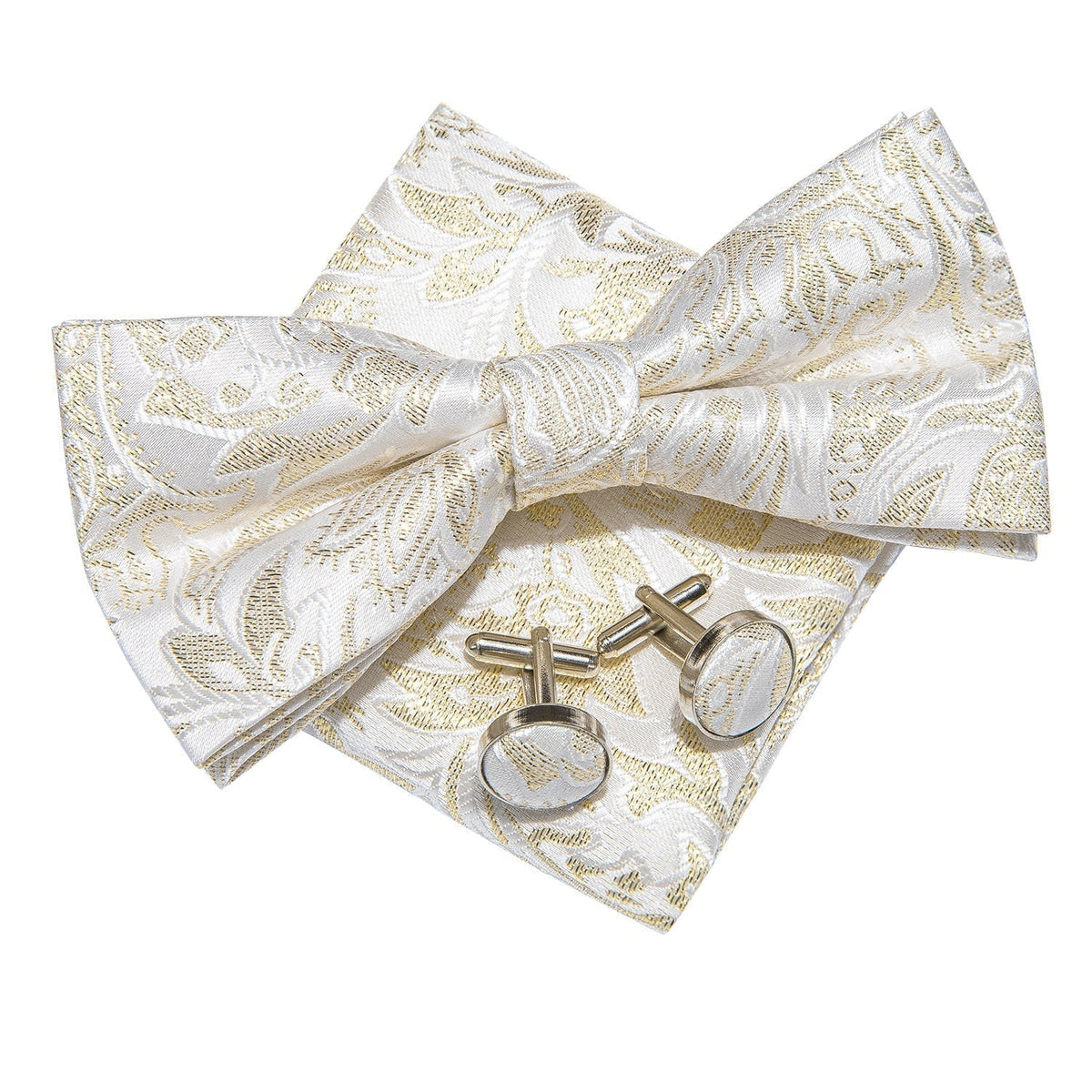 Gravata Borboleta Estampada Marcanzzi MZ452 com design exclusivo, nó pronto, abotoaduras e lenço para elegância e destaque em ocasiões formais.