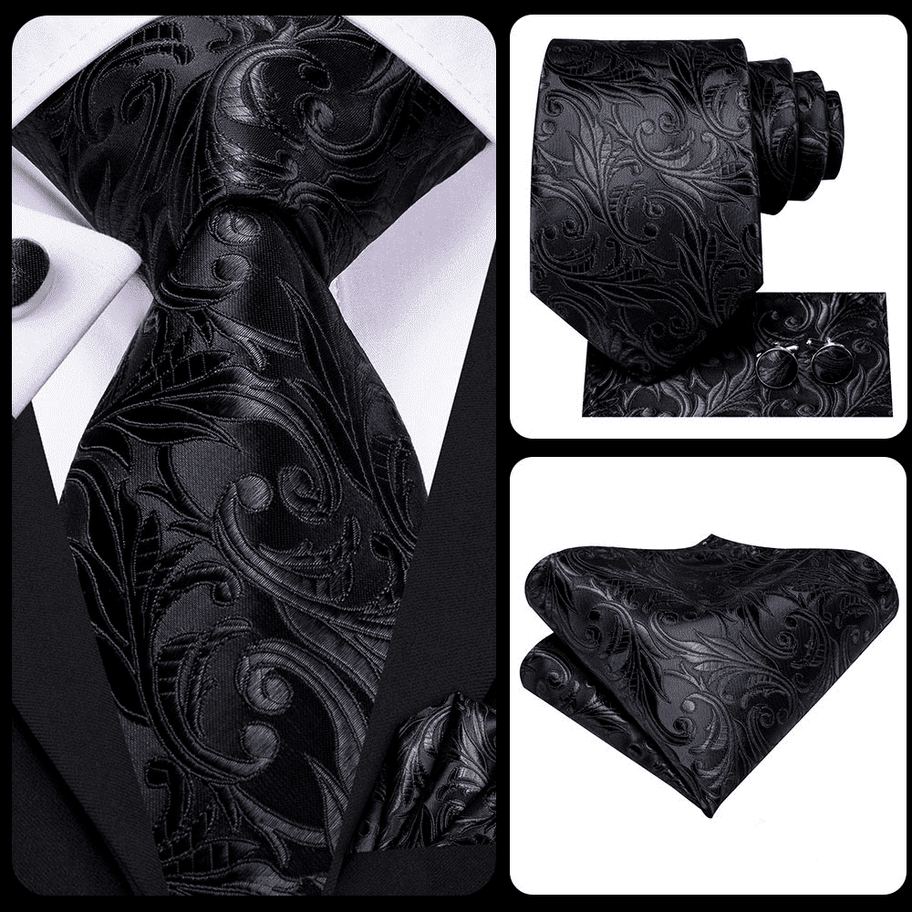 Conjunto Gravata Romenzi Vanguard RZ457 com lenço e abotoaduras, ideal para eventos sofisticados e composições masculinas refinadas.