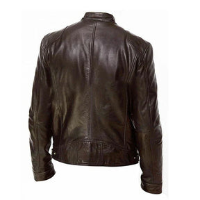 Jaqueta de Couro Masculina Racer Marcanzzi MZ163 em couro legítimo, design moderno inspirado no estilo racer, caimento confortável e acabamento sofisticado.