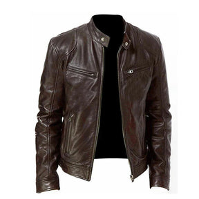 Jaqueta de Couro Masculina Racer Marcanzzi MZ163 em couro legítimo, design moderno inspirado no estilo racer, caimento confortável e acabamento sofisticado.