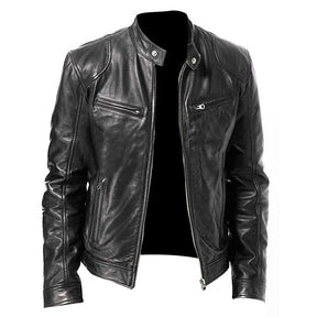 Jaqueta de Couro Masculina Racer Marcanzzi MZ163 em couro legítimo, design moderno inspirado no estilo racer, caimento confortável e acabamento sofisticado.