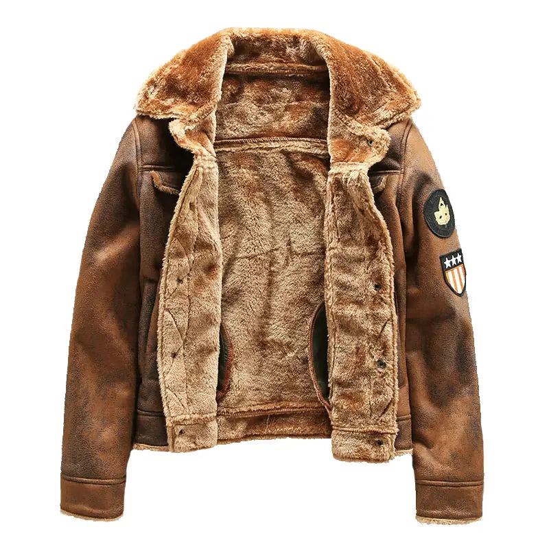 Jaqueta Masculina de Couro Marcanzzi Harbe MZ119 feita em couro legítimo, com interior em veludo e costuras reforçadas para elegância e durabilidade.